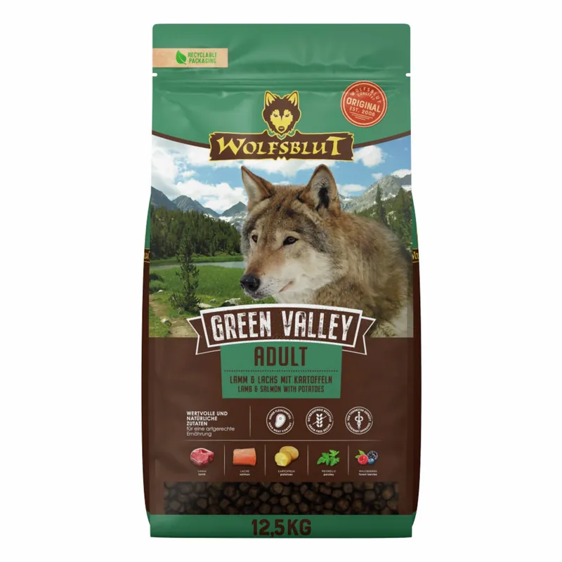 WOLFSBLUT Green Valley Lamm und Lachs mit Kartoffeln 12,5kg Hundetrockenfutter Top-Preis